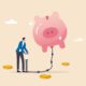 pumping air into a floating piggy bank